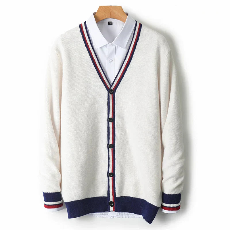 Herrens V-ringad Cardigan Med Knäppning 0