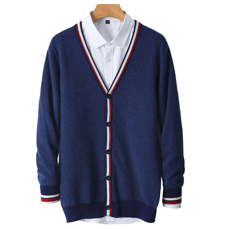 Herrens V-ringad Cardigan Med Knäppning 1