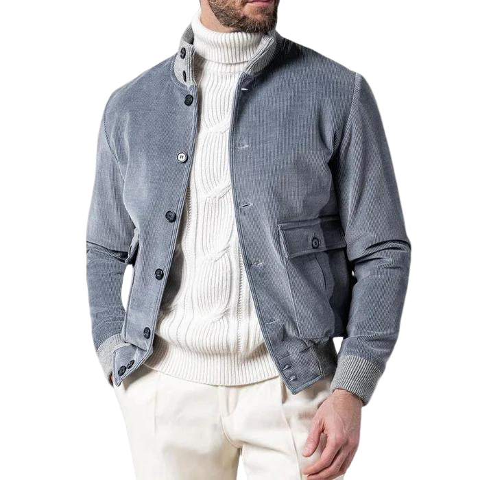 Herrjacka Ribbad Sammet Modern Passform med Praktiska Fickor 0