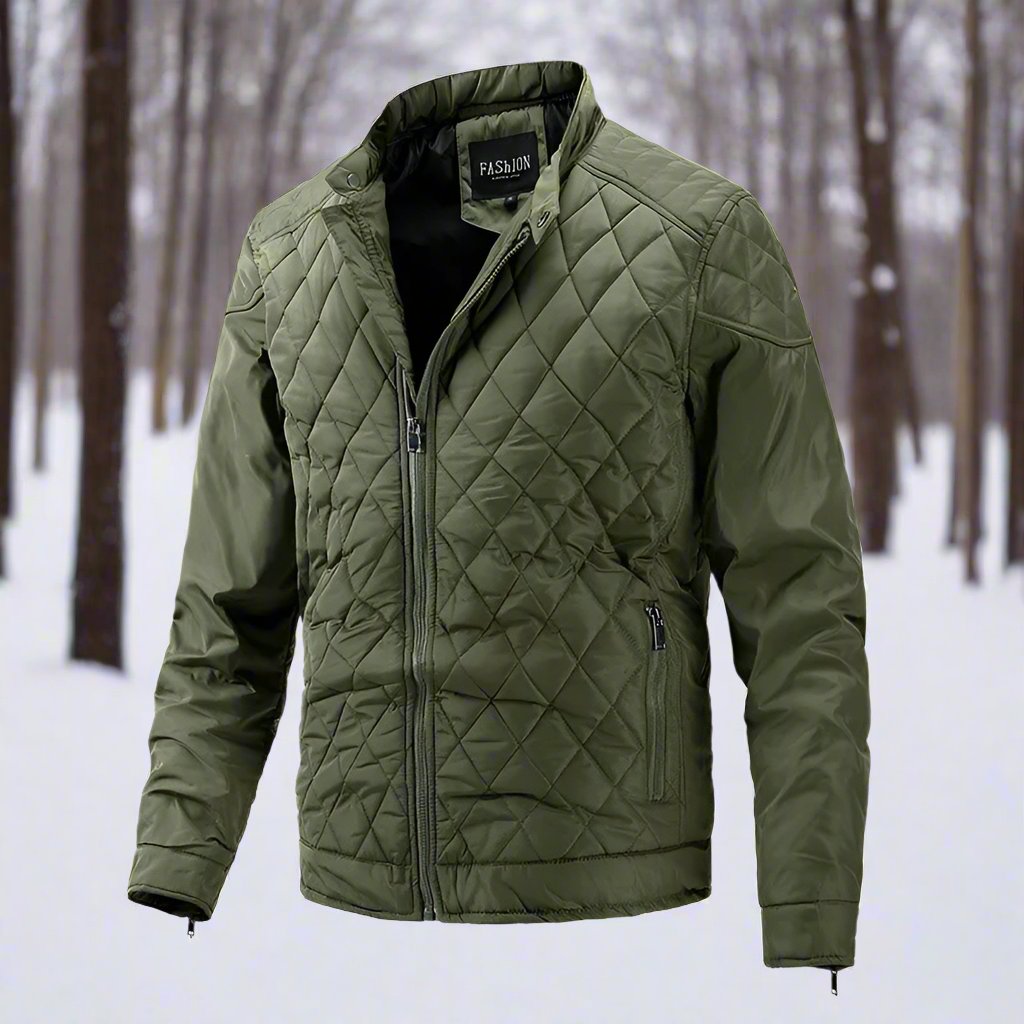 Herrjacka Vinter Kviltad Slim Fit Hög Krage Dragkedja 3