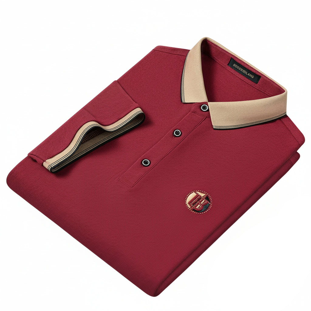 Herrpikétröja Modern Fit Casual Med Broderade Detaljer 0