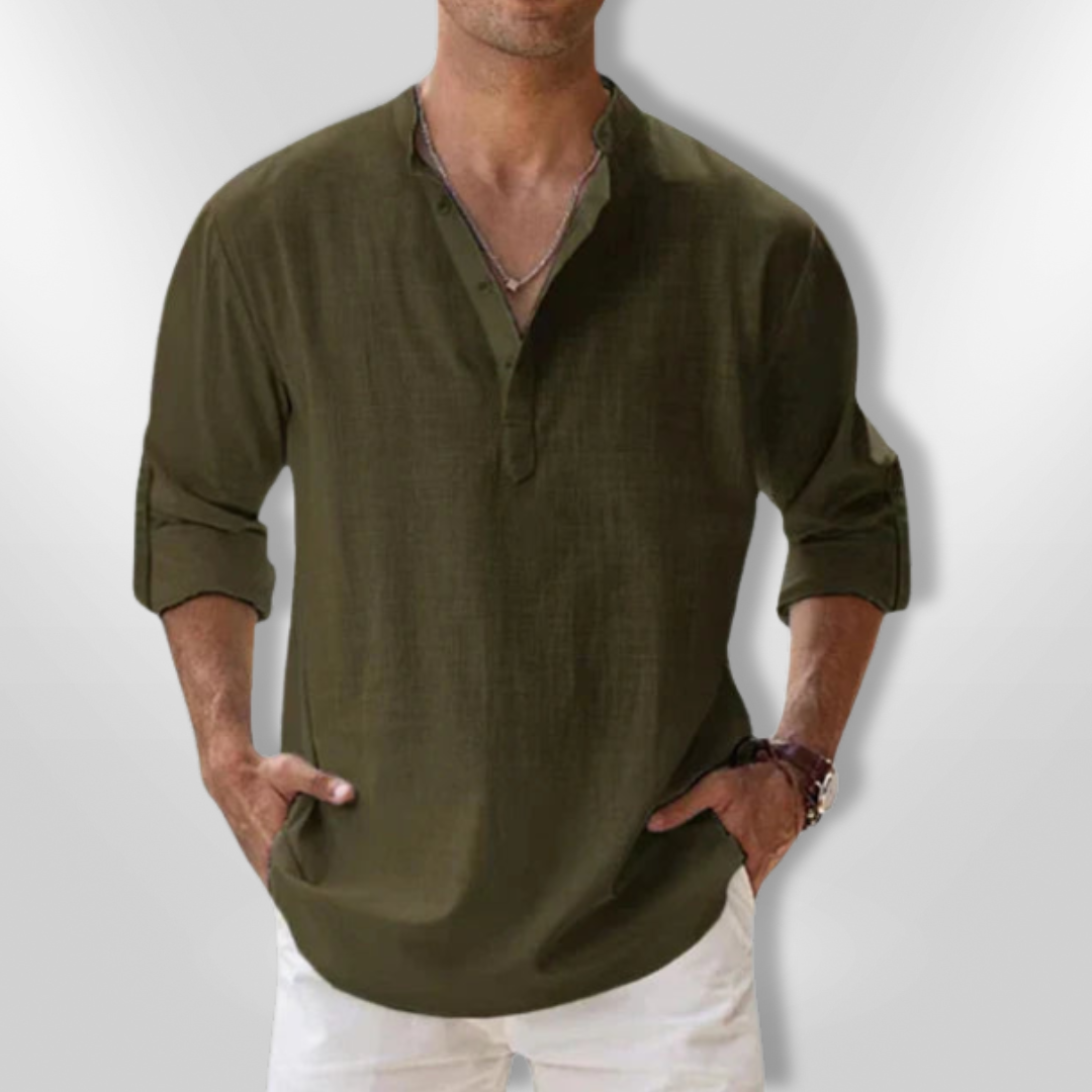 Herrpolo Lin Tunisisk Krage Lätt Andningsbar 12