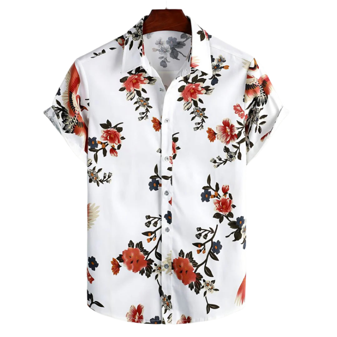 Herrskjorta Avslappnad Passform Blommönster Lätt Material 0