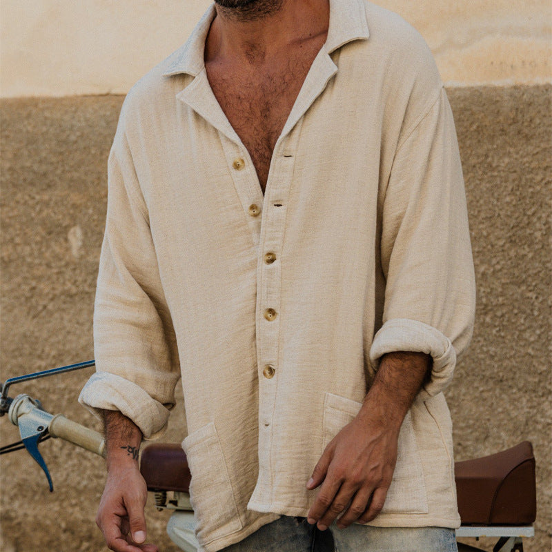 Herrskjorta Knapp-up Avslappnad Passform Långärmad 6