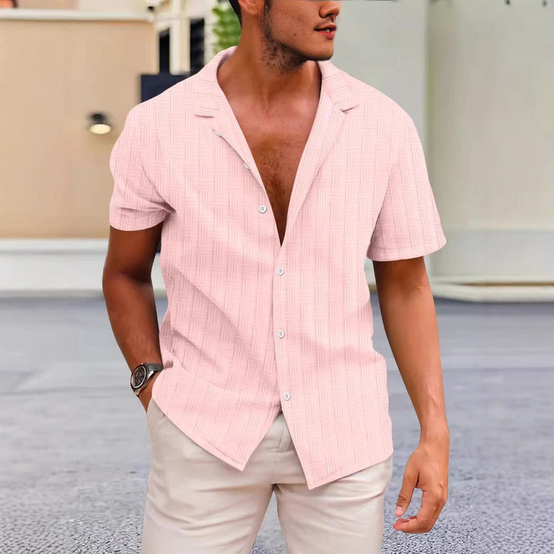 Herrskjorta Kort Ärmar Klassisk Passform Knapp-Up Casual Stil 1