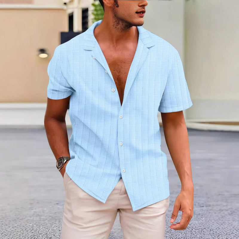 Herrskjorta Kort Ärmar Klassisk Passform Knapp-Up Casual Stil 2