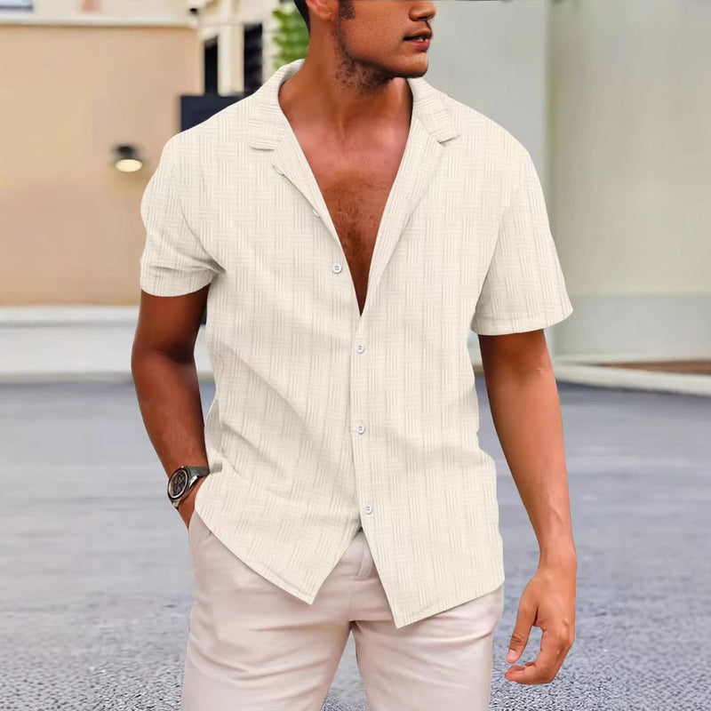 Herrskjorta Kort Ärmar Klassisk Passform Knapp-Up Casual Stil 3