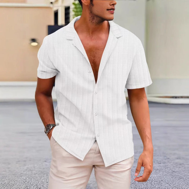Herrskjorta Kort Ärmar Klassisk Passform Knapp-Up Casual Stil 4