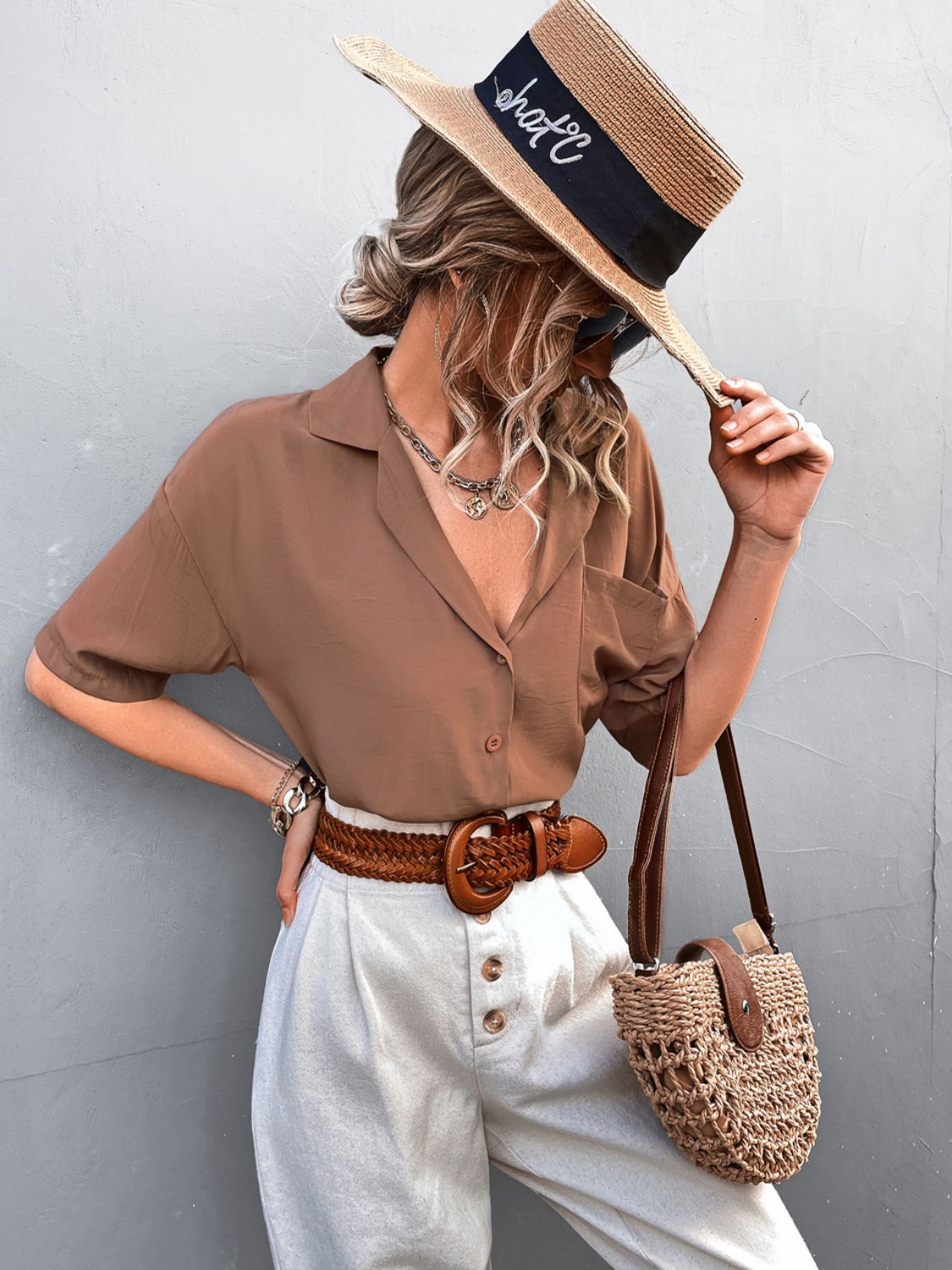 Herrskjorta Kortärmad Knappkrage Polyester Spandex 8