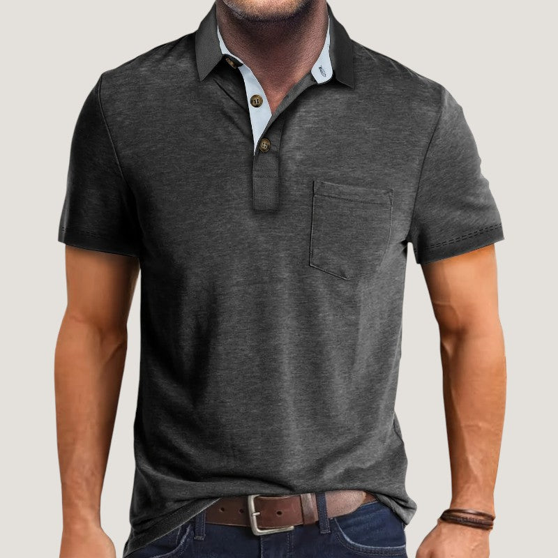 Herrskjorta Kortärmad Med Fickor Polyester Sommar 3