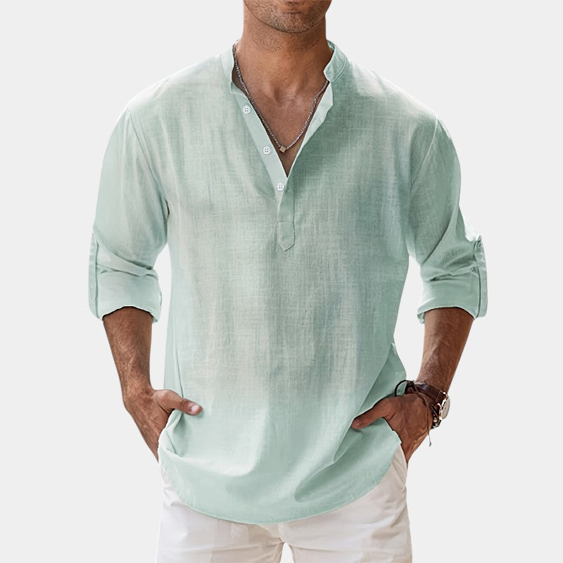 Herrskjorta Långärmad Avslappnad Vintage Stil Bomull 2