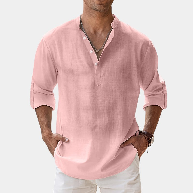 Herrskjorta Långärmad Avslappnad Vintage Stil Bomull 4