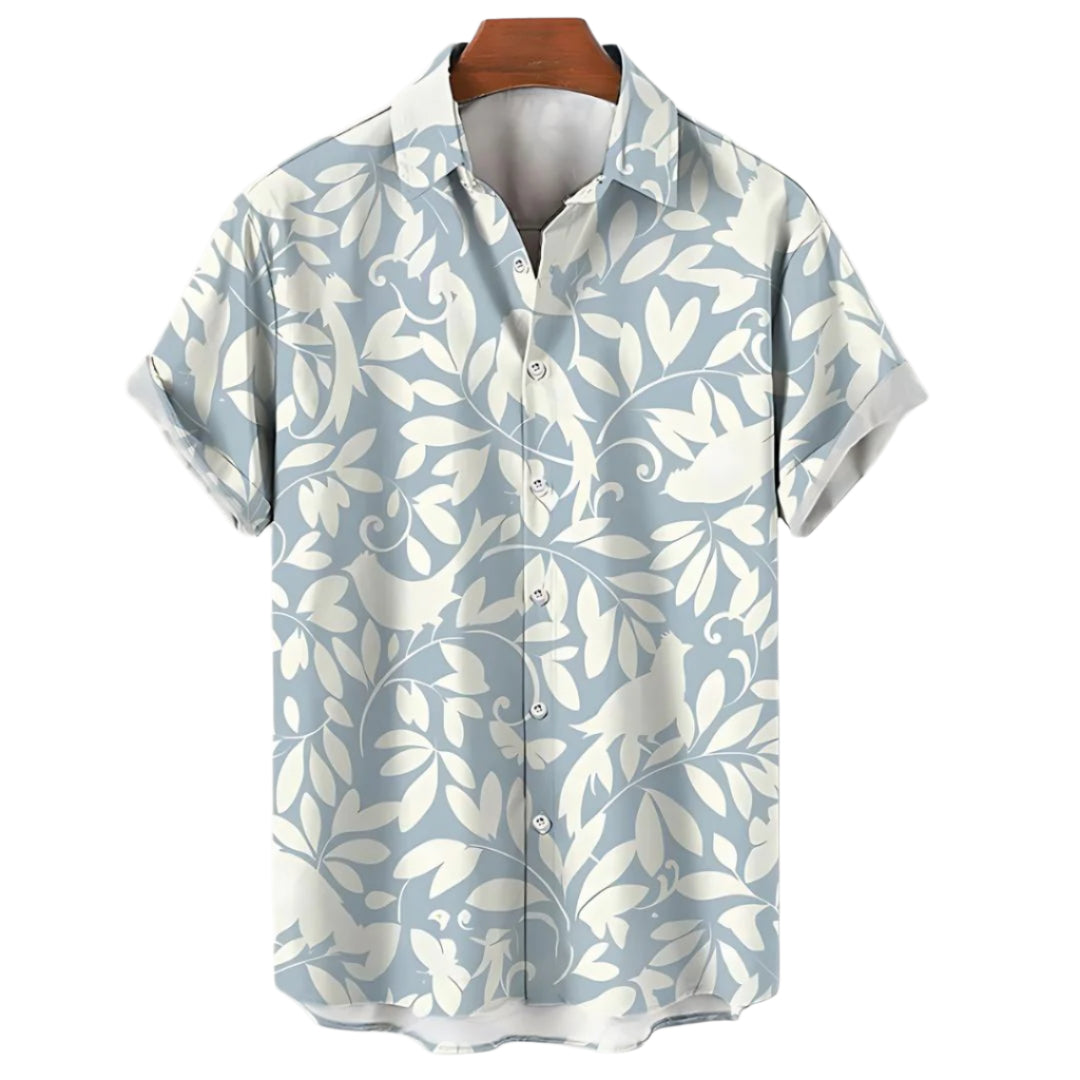 Herrskjorta Mönstrad Avslappnad Passform Lätt Tyg 0