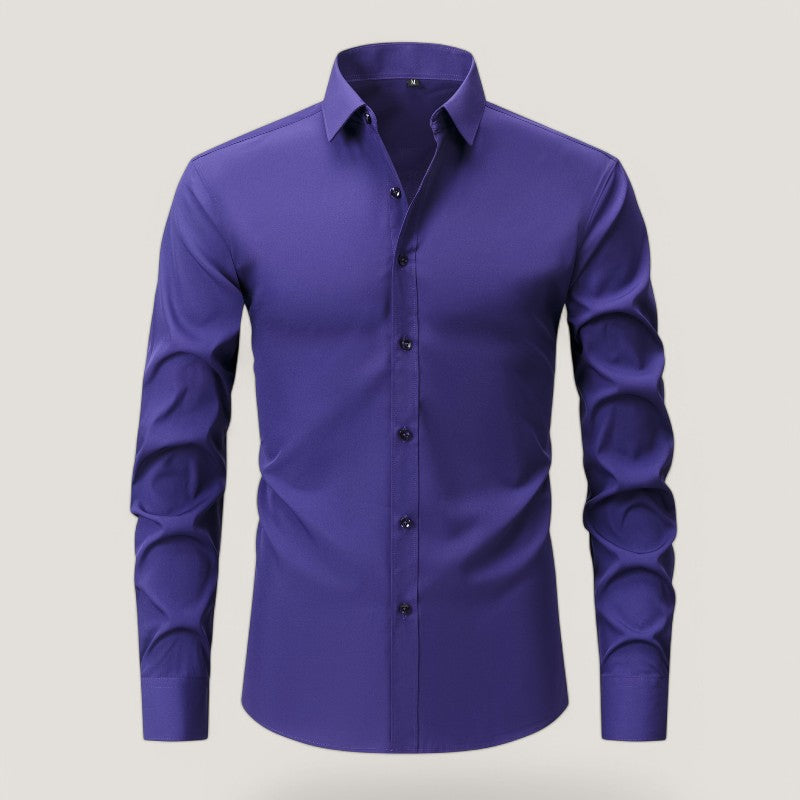 Herrskjorta Slim-Fit Elastisk och Rynkfri 5