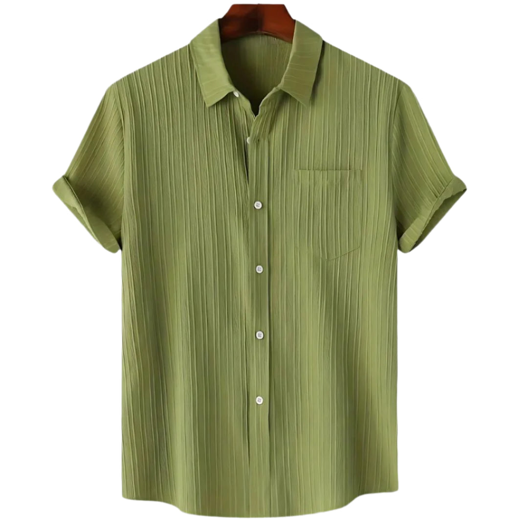 Herrskjorta i lätt material med krinklad struktur 0