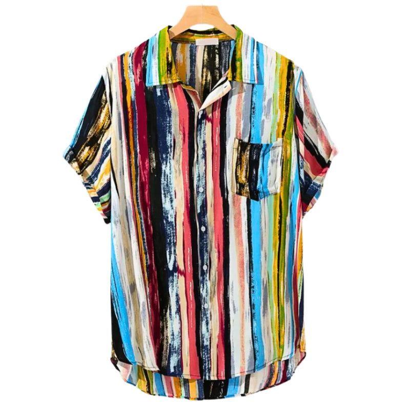 Herrskjorta med Färgade Stripes i Avslappnad Stil 0