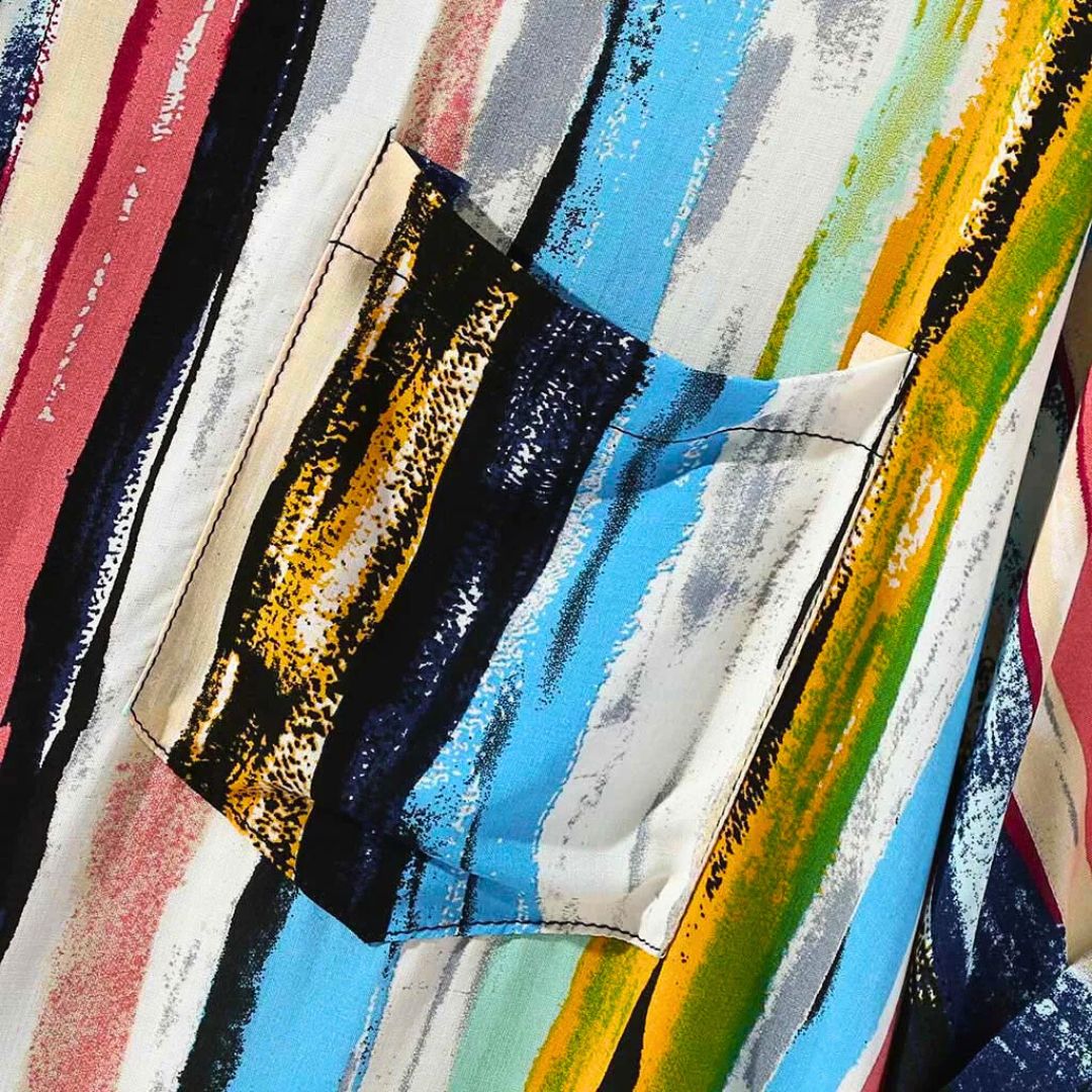 Herrskjorta med Färgade Stripes i Avslappnad Stil 3