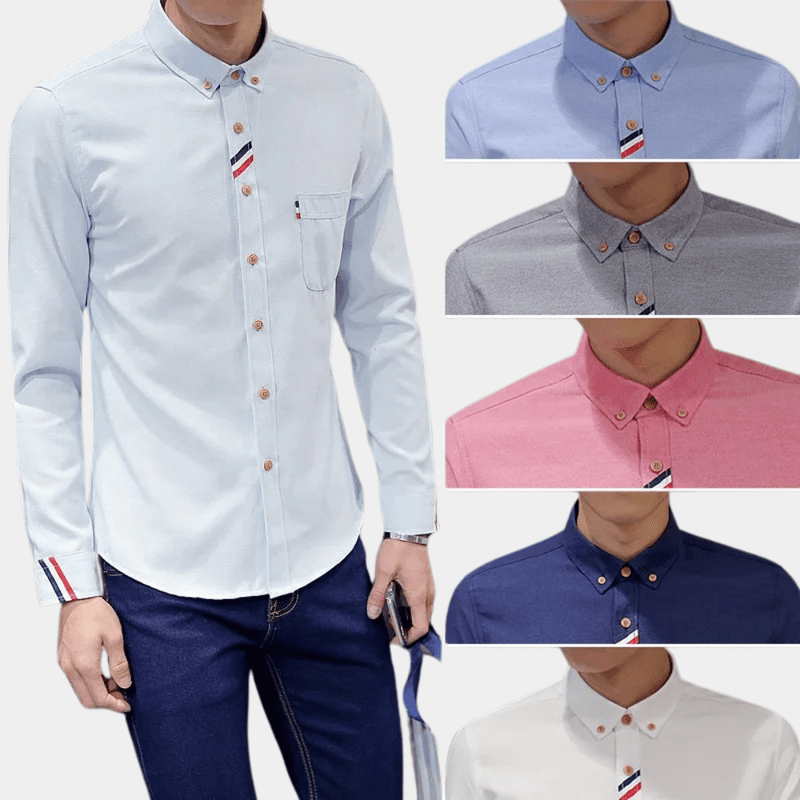 Herrskjorta med Lång Ärmar och Stilig Design i Bomull 7