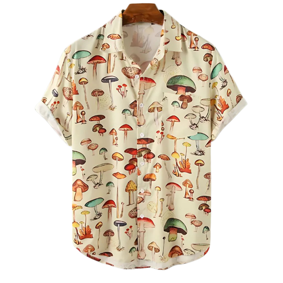 Herrskjorta med Svampmosaik, Lättviktig och Avslappnad Stil 0