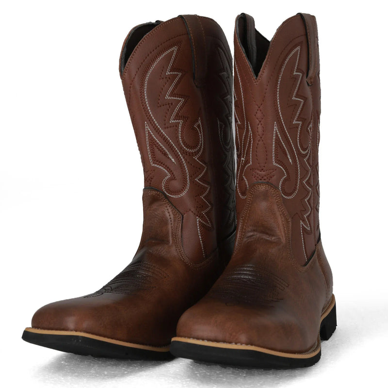 Herrskor Denim Boots Retro Stil Med Broderi 0