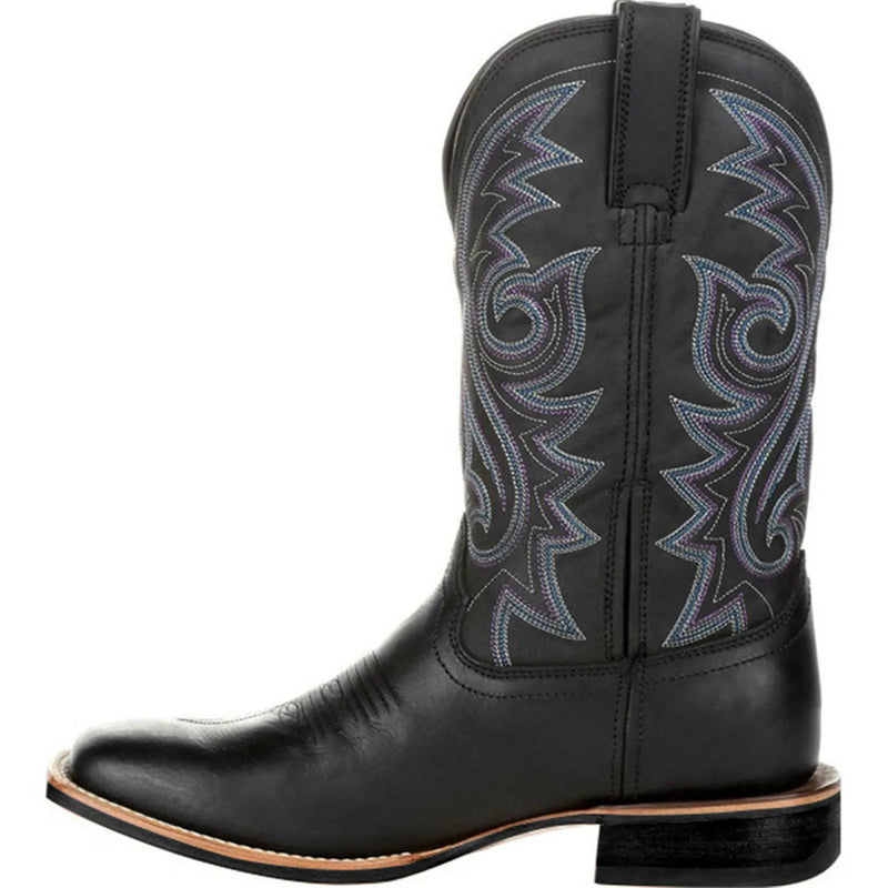 Herrskor Denim Boots Retro Stil Med Broderi 2