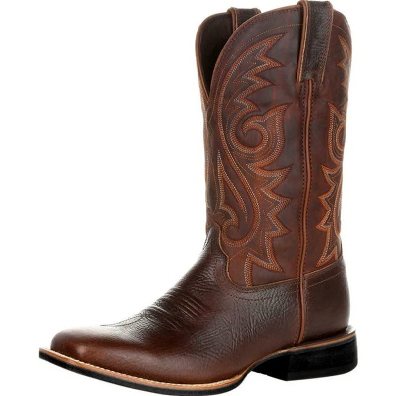 Herrskor Denim Boots Retro Stil Med Broderi 7