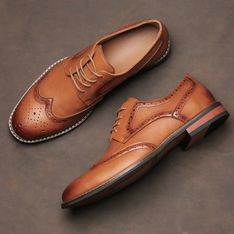 Herrskor Läder Brogue För Fest Och Bröllop 0