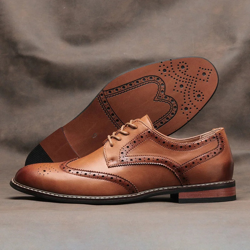 Herrskor Läder Brogue För Fest Och Bröllop 1