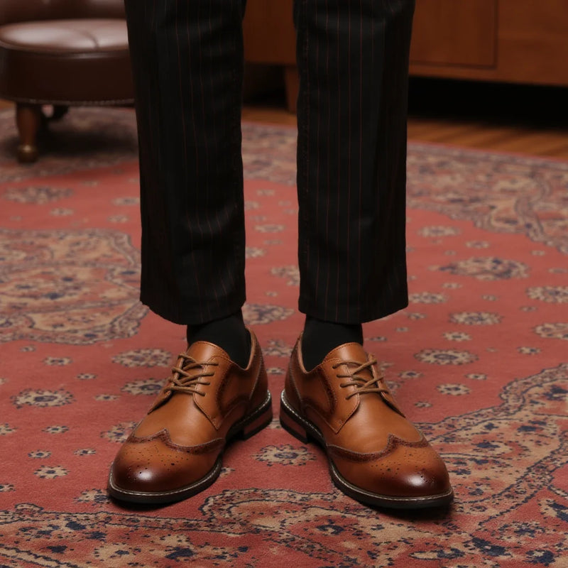 Herrskor Läder Brogue För Fest Och Bröllop 3