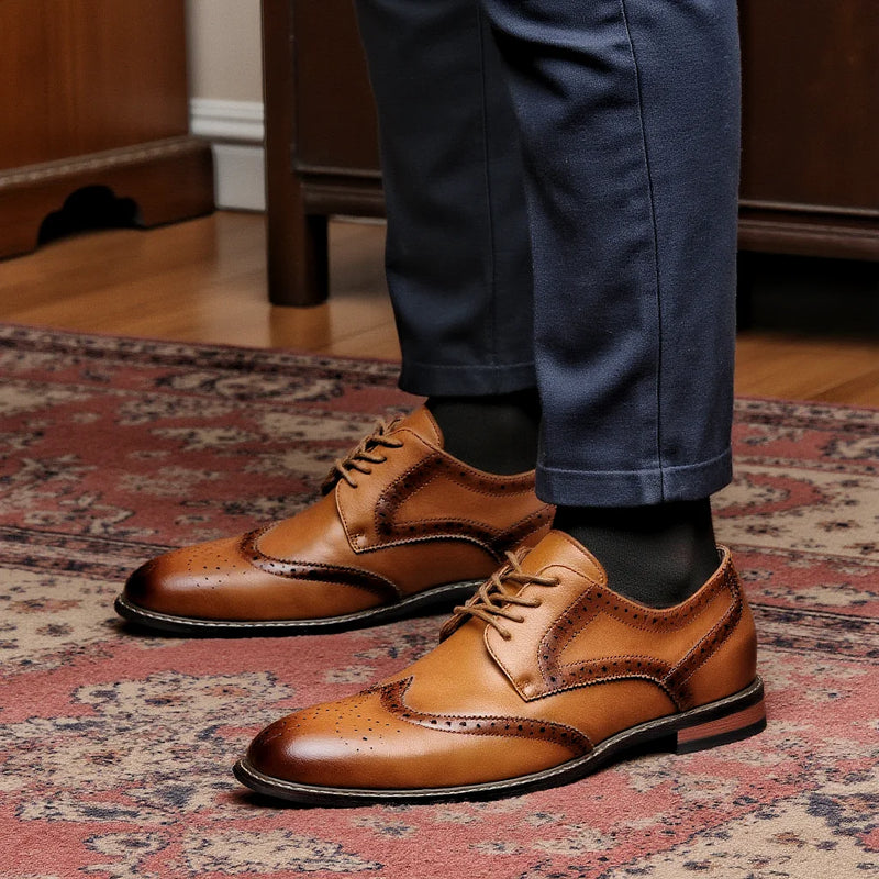 Herrskor Läder Brogue För Fest Och Bröllop 4