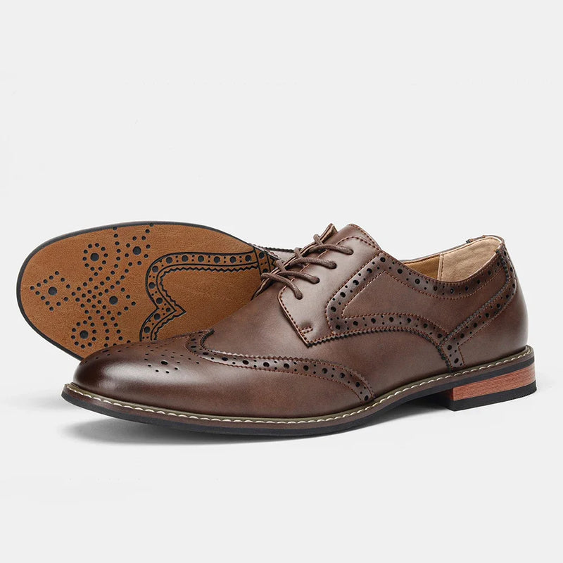 Herrskor Läder Brogue För Fest Och Bröllop 7