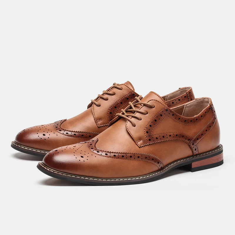 Herrskor Läder Brogue För Fest Och Bröllop 8