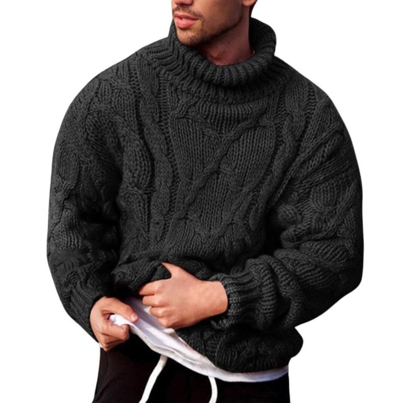 Herrsweater med Rullekrage och Kabelstrik 0