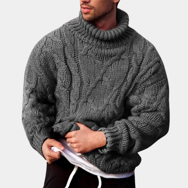 Herrsweater med Rullekrage och Kabelstrik 1