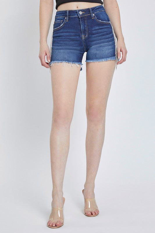 Högmidjade Franskåta Shorts med Rhinestones 2