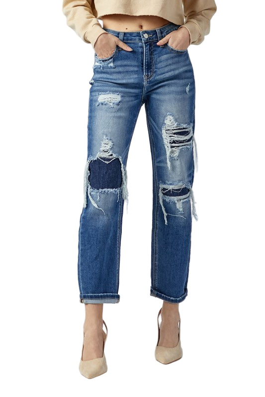 Högmidjade Raka Jeans Dam Denim 0