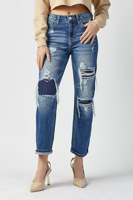Högmidjade Raka Jeans Dam Denim 1