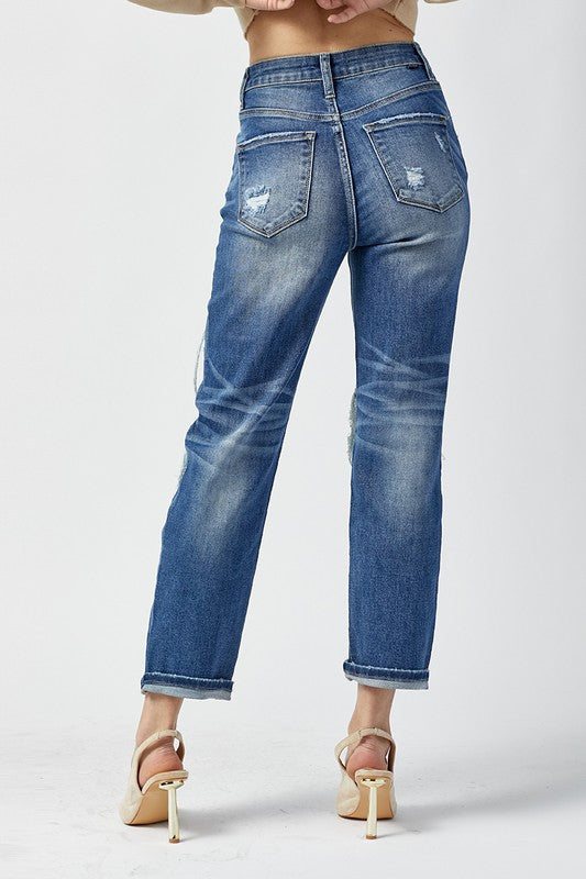 Högmidjade Raka Jeans Dam Denim 3