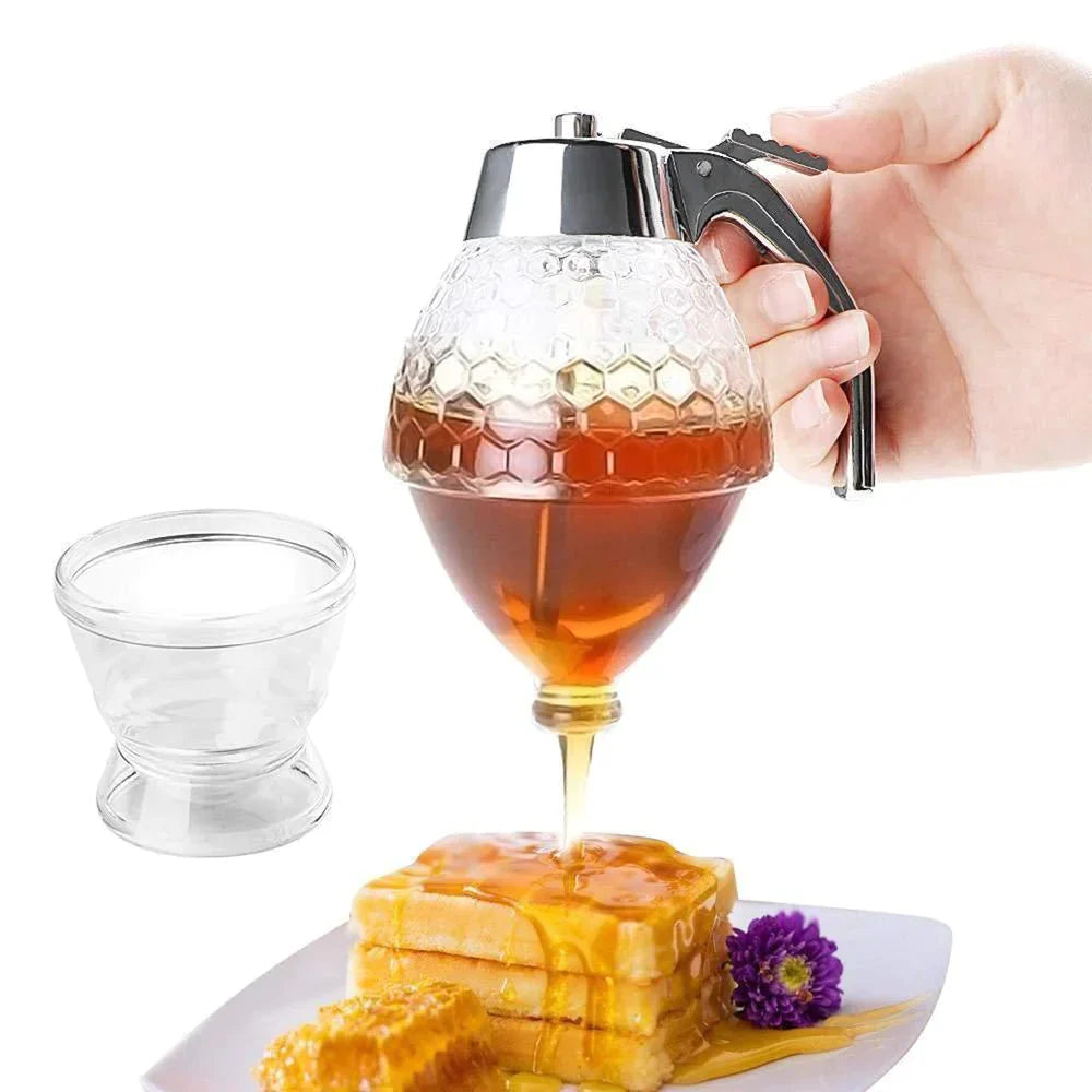 Honungsdispenser med Glasbas och Avtryckare för Enkel Användning 0