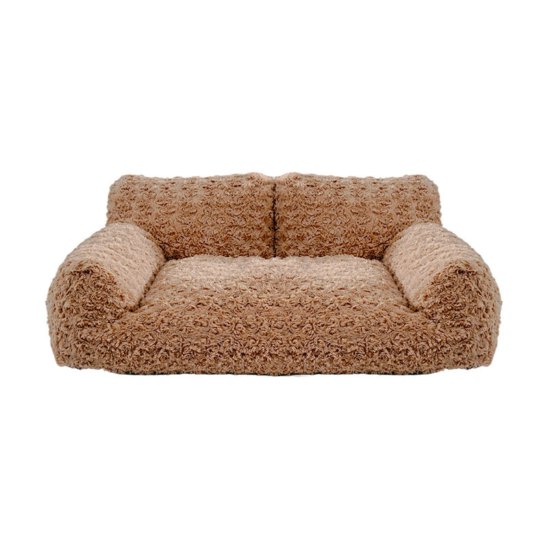 Hundbäddsoffa Plysch Komfortabel Design för Små och Medelstora Hundar 0