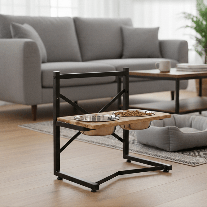 Hundens Foderstation Med Förhöjd Design 0