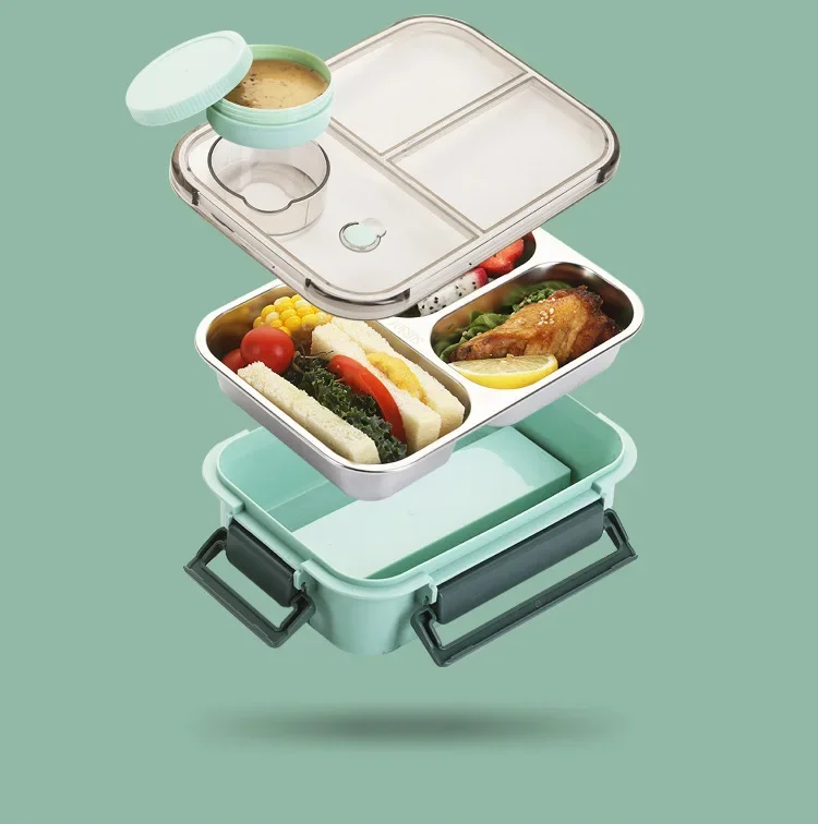 Isolerad Lunchlåda i Rostfritt Stål för Måltider 5