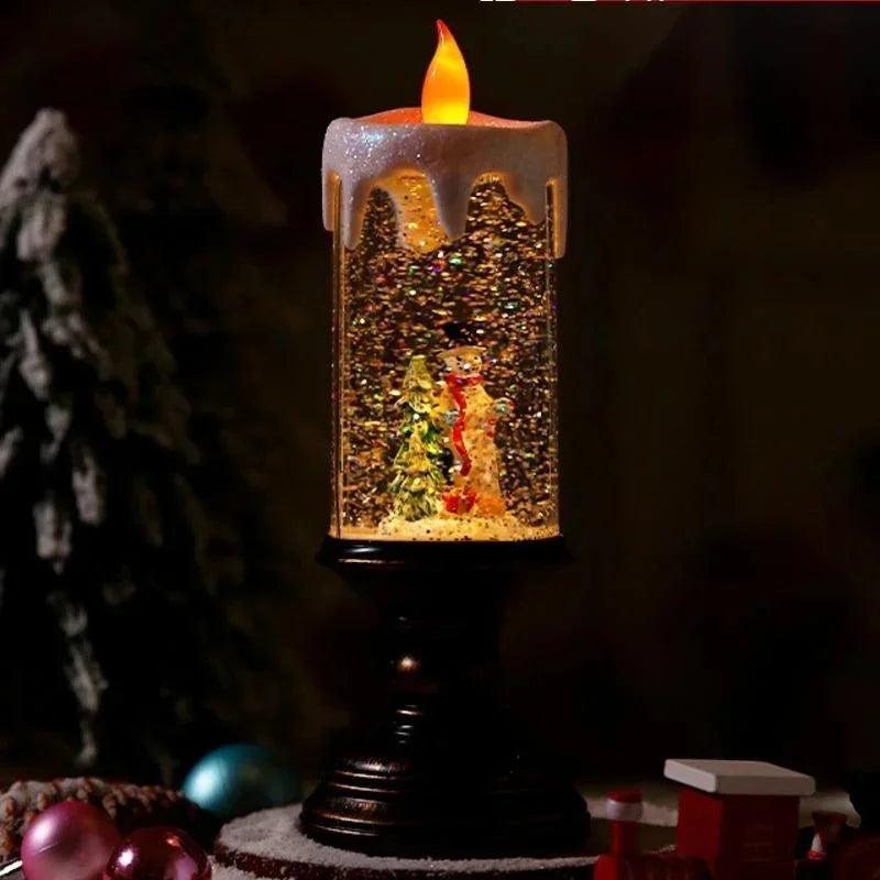 Juldekoration Snöfall Ljus med Snögubbe för Hemmet 0