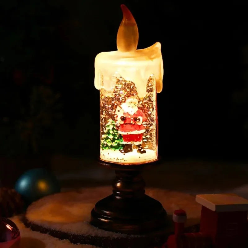 Juldekoration Snöfall Ljus med Snögubbe för Hemmet 4