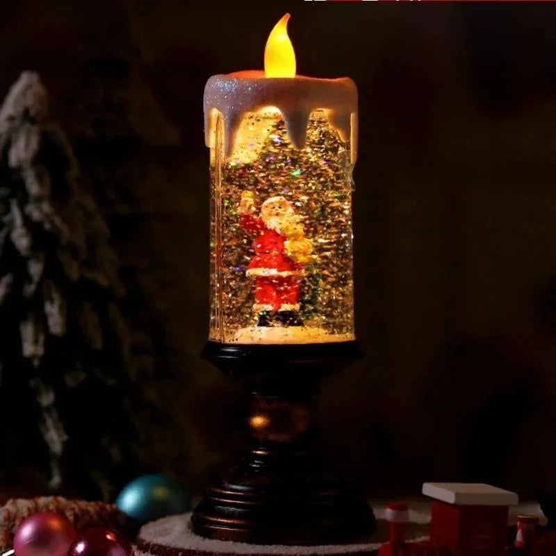Juldekoration Snöfall Ljus med Snögubbe för Hemmet 5