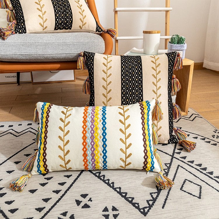 Kastkudde med Tofsar i Boho-stil 8