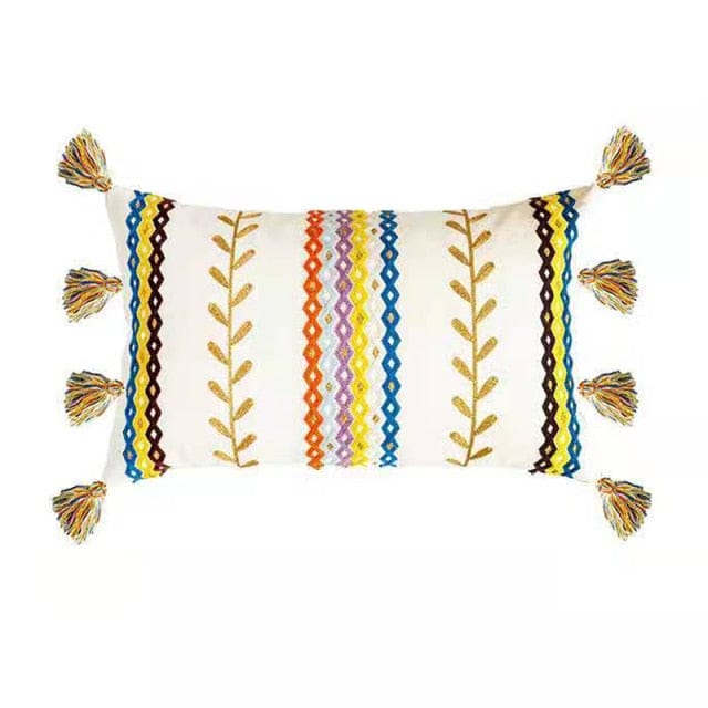 Kastkudde med Tofsar i Boho-stil 9