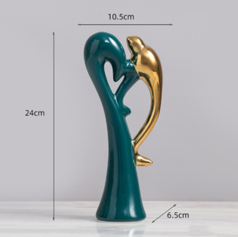 Keramisk Dekoration Lovebirds Modern Konst 2