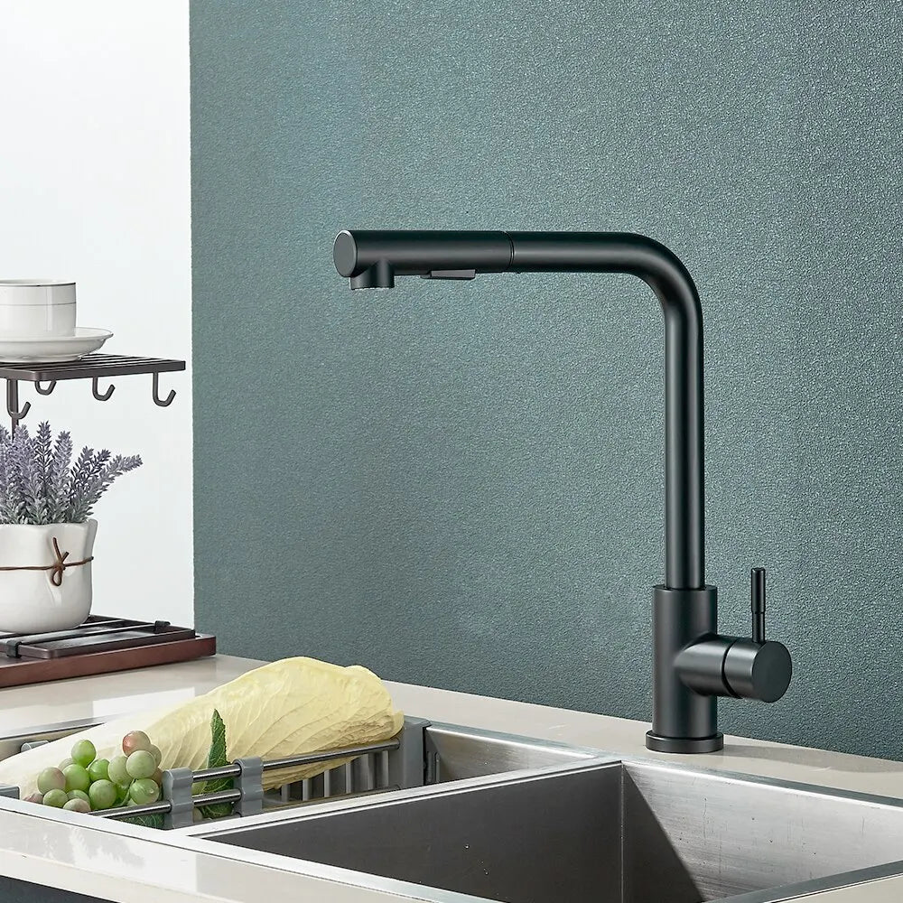 Köksblandare Utdragbar Svart Modern Design 3