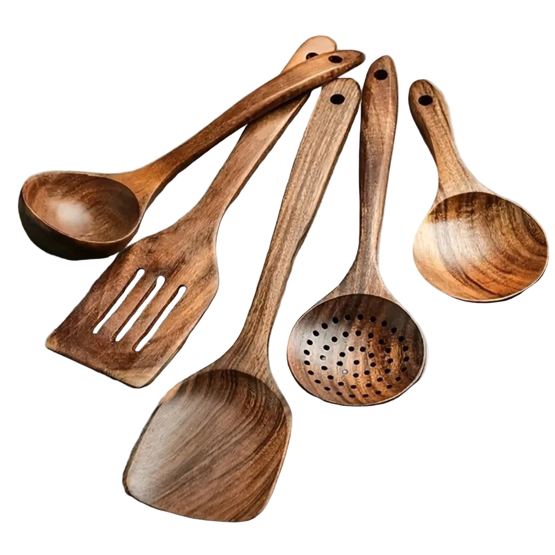 Köksredskap i Trä - 5-delad Set för Hemkockar